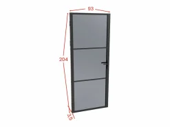 New Bloque de puerta reversible de aluminio y vidrio ahumado - Alt. 204 x An. 93 cm - - MASERU Puerta Con Marco
