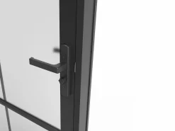 Vente-unique Bloque de puerta reversible de aluminio y vidrio translúcido - Alt. 204 x An. 73 cm - - SEROTO Negro