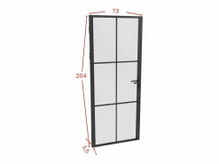 Vente-unique Bloque de puerta reversible de aluminio y vidrio translúcido - Alt. 204 x An. 73 cm - - SEROTO Negro