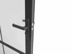 Vente-unique Bloque de puerta reversible de aluminio y vidrio translúcido - Alt. 204 x An. 73 cm - - SEROTO Negro
