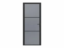 Outlet Vente-unique Bloque de puerta reversible de aluminio y vidrio ahumado - Alt. 204 x An. 83 cm - - MASERU Negro