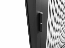 Vente-unique Bloque de puerta reversible de aluminio y vidrio texturizado - Alt. 204 x An. 73 cm - - MASERU