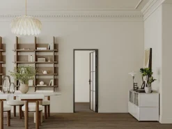 Vente-unique Bloque de puerta reversible de aluminio y vidrio translúcido - Alt. 204 x An. 93 cm - - SEROTO