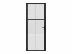 Vente-unique Bloque de puerta reversible de aluminio y vidrio translúcido - Alt. 204 x An. 93 cm - - SEROTO
