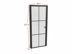 Vente-unique Bloque de puerta reversible de aluminio y vidrio translúcido - Alt. 204 x An. 93 cm - - SEROTO