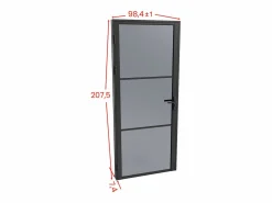Vente-unique Bloque de puerta reversible de aluminio y vidrio translúcido - Alt. 204 x An. 93 cm - - MASERU