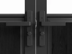 Vente-unique Bloque de puerta taller doble reversible de aluminio, MDF y vidrio templado - Alt. 204 x An. 2 x 73 cm - ERMELO