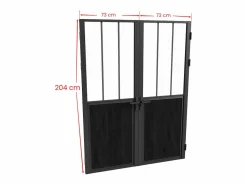 Vente-unique Bloque de puerta taller doble reversible de aluminio, MDF y vidrio templado - Alt. 204 x An. 2 x 73 cm - ERMELO