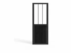 Hot Bloque de puerta taller reversible de aluminio, MDF y vidrio templado - Alt. 204 x An. 83 cm - ERMELO Puerta Con Marco