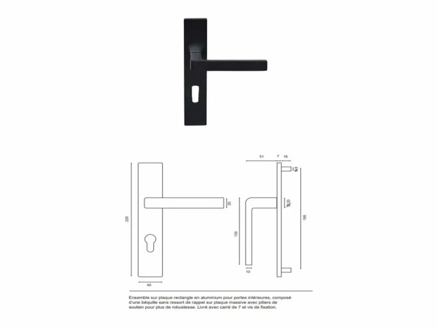 GD Menuiseries Bloque para puerta de taller BLANCO sin parteluz Al. 204 x L. 73 Dimensiones de la mesa de empuje izquierda + tirador