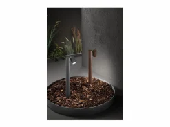 Bolardo de jardín con 1 bombilla E27 máx. 35 W, IP65, aluminio pintado, bolardo para exteriores, acero Corten-Perenz