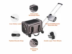 Hot Bolsa de Transporte para Gatos SucceBuy con Ruedas, para Mascotas de Menos de 11 KG, Incluye un Recipiente Plegable, Gris
