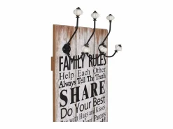 Sale Borghild Perchero de pared FAMILY RULES con 6 ganchos 120x40 cm Perchero
