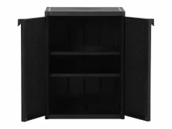 Hot Garden Furniture Borric Armario de almacenaje de jardín PP ratán 65x45x88 cm Negro