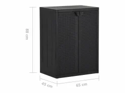 Hot Garden Furniture Borric Armario de almacenaje de jardín PP ratán 65x45x88 cm Negro