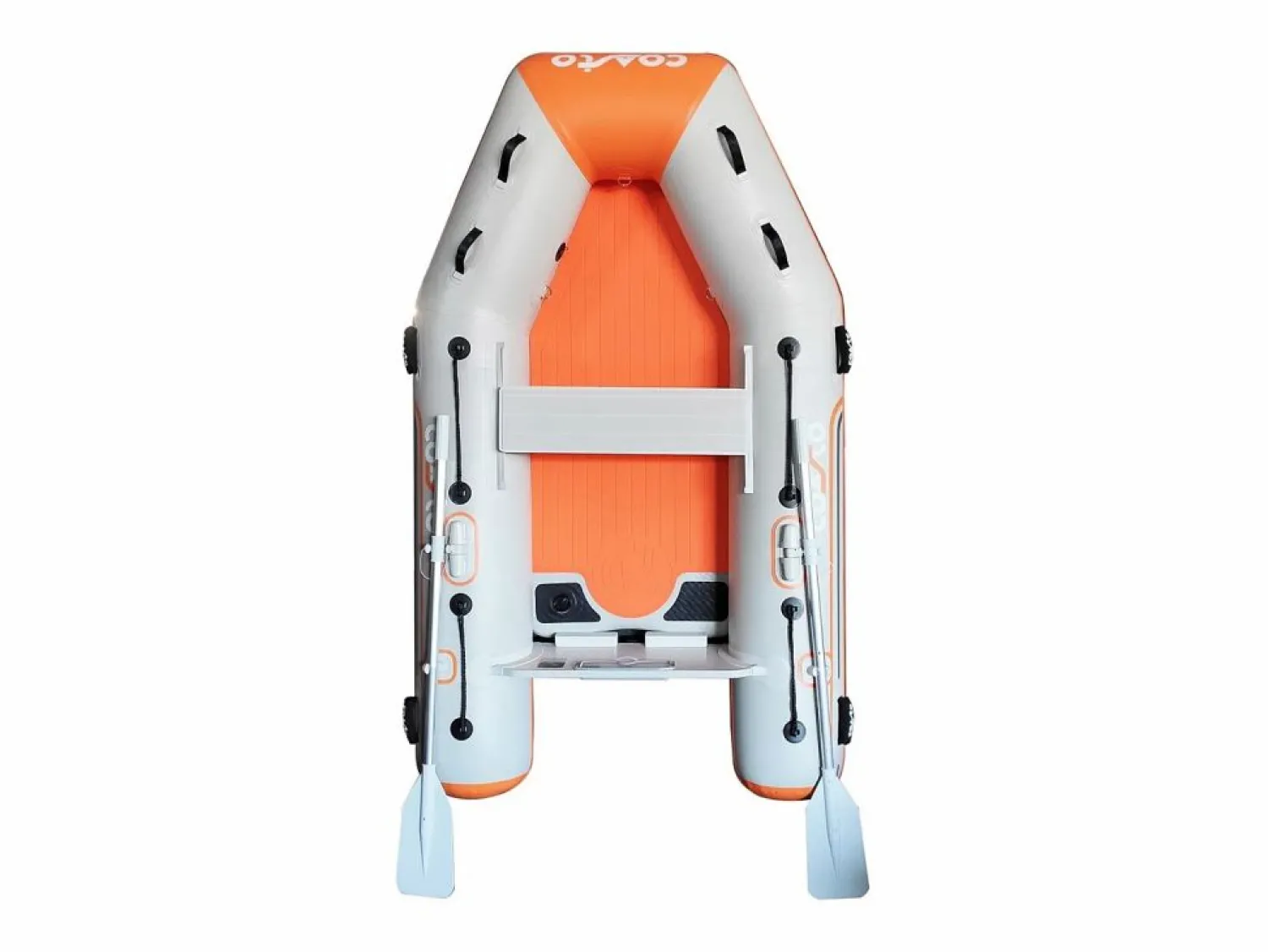 COASTO Bote inflable 230x130 cm - 3 plazas - Punto de gota de alta presión - 2 remos 1 bomba 1 bolsa de transporte - Hinchable 2,30m gris claro /