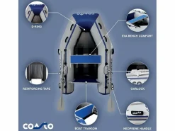 Clearance Bote inflable Slat 230 3 plazas - 230x130cm Carbon Latte Floor - 2 remos 1 bomba 1 bolsa de transporte - Deportes Náuticos