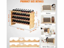 Outlet Botellero Apilable SucceBuy de 4 Niveles para 36 Botellas, de Madera de Bambú Natural