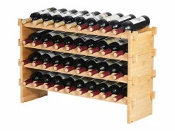 Outlet Botellero Apilable SucceBuy de 4 Niveles para 36 Botellas, de Madera de Bambú Natural