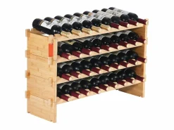 Outlet Botellero Apilable SucceBuy de 4 Niveles para 36 Botellas, de Madera de Bambú Natural