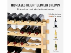 Online Botellero Apilable SucceBuy para 48 Botellas, Estante de Exhibición de Madera de Bambú de 6 Niveles Botellero