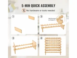 Online Botellero Apilable SucceBuy para 48 Botellas, Estante de Exhibición de Madera de Bambú de 6 Niveles Botellero