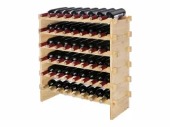 Online Botellero Apilable SucceBuy para 48 Botellas, Estante de Exhibición de Madera de Bambú de 6 Niveles Botellero