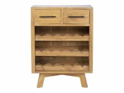 Outlet OZAIA Botellero de madera de mindi, 15 botellas, ancho 60 x fondo 35 x alto 80 cm, AVEIRO Color natural claro