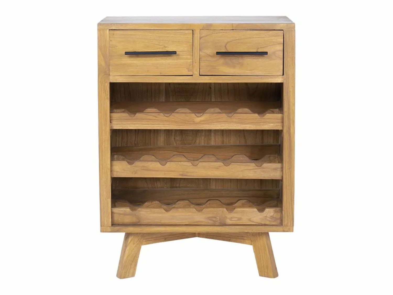 Outlet OZAIA Botellero de madera de mindi, 15 botellas, ancho 60 x fondo 35 x alto 80 cm, AVEIRO Color natural claro