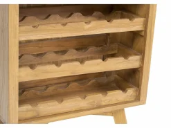 Outlet OZAIA Botellero de madera de mindi, 15 botellas, ancho 60 x fondo 35 x alto 80 cm, AVEIRO Color natural claro