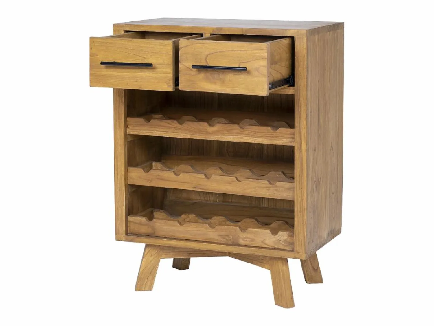 Outlet OZAIA Botellero de madera de mindi, 15 botellas, ancho 60 x fondo 35 x alto 80 cm, AVEIRO Color natural claro