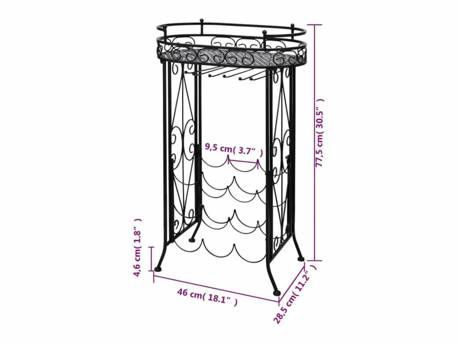 Hot Botellero de metal con soportes para copas para 9 botellas ES761678 Botellero|Accesorios Para Vino Y Bar