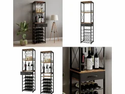 Best Botellero roble rústico 40x30x147.5 porto Botellero|Accesorios Para Vino Y Bar