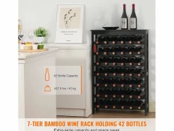 Best Botellero SucceBuy de Bambú Modular de 7 Niveles para 42 Botellas con Estante de Exhibición de Sobremesa Botellero