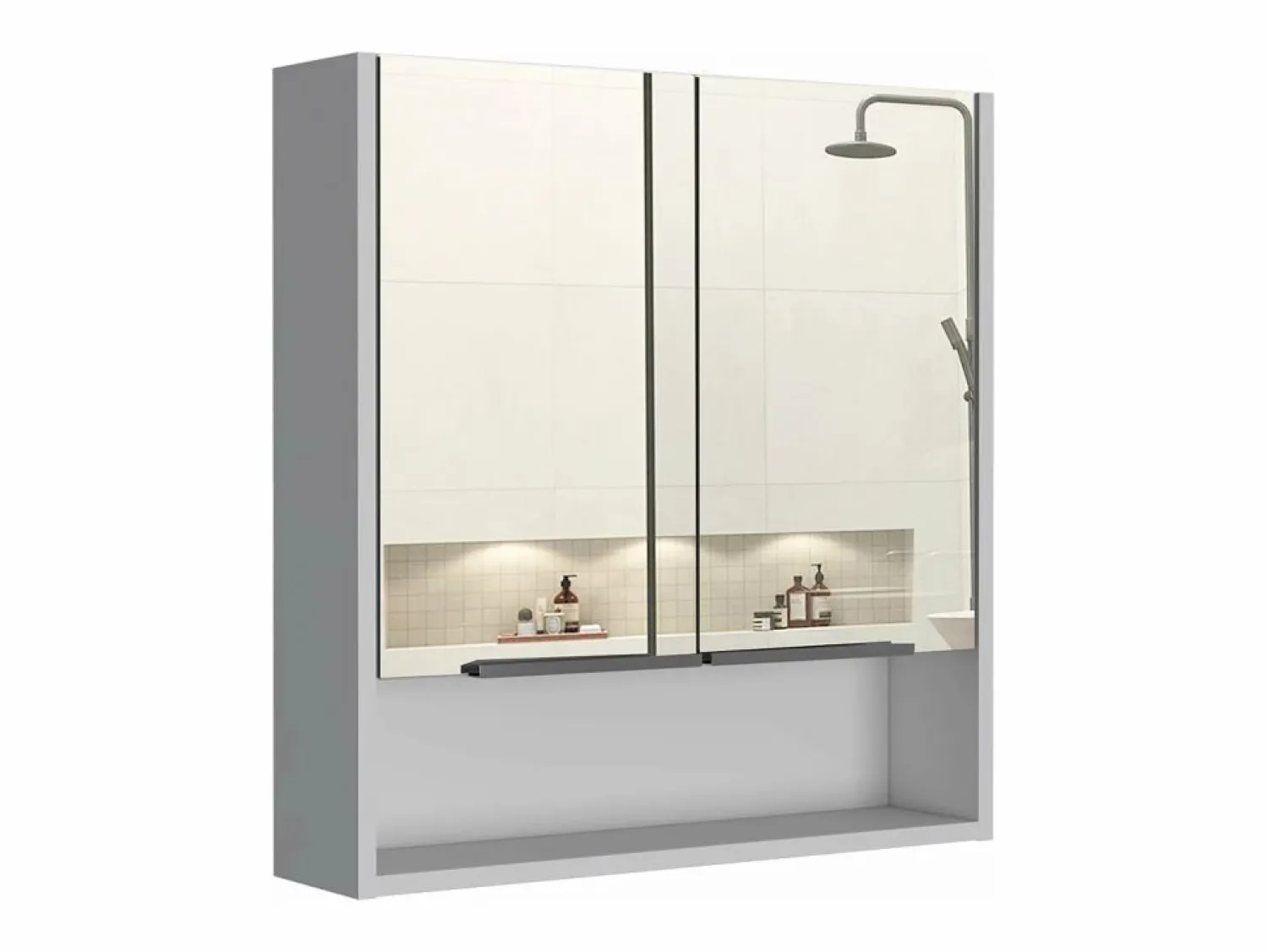 Clearance Botiquin Jaspe en Melamina, con espejos , 62.48 cm X 59.94 cm X 13.97 cm , Mueble De Pared Para Baño