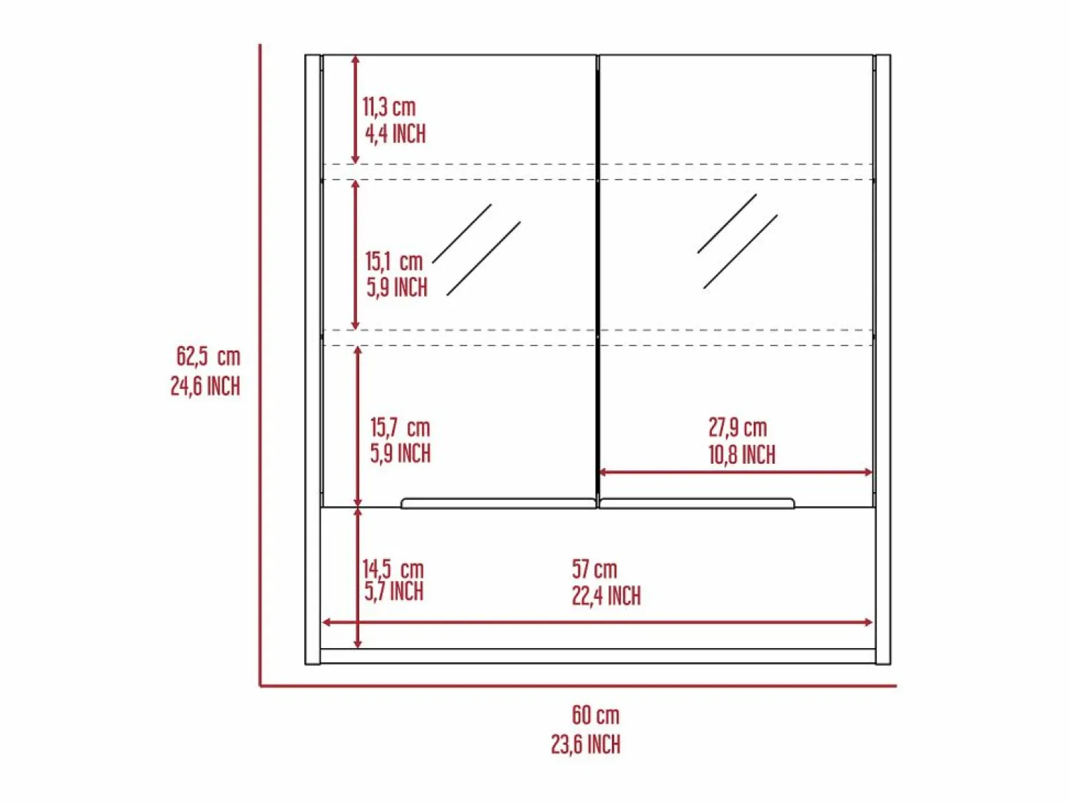 Clearance Botiquin Jaspe en Melamina, con espejos , 62.48 cm X 59.94 cm X 13.97 cm , Mueble De Pared Para Baño