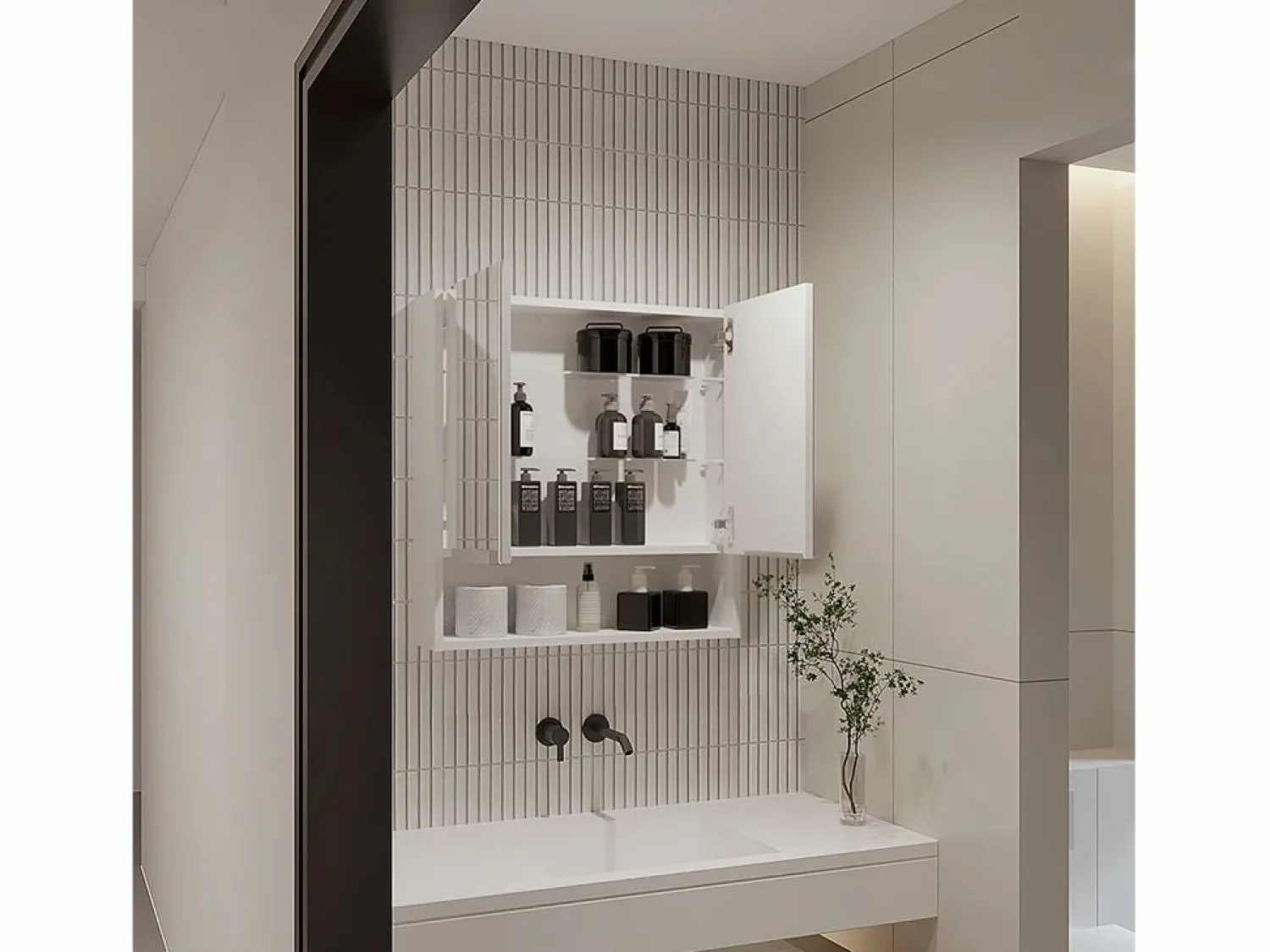 Clearance Botiquin Jaspe en Melamina, con espejos , 62.48 cm X 59.94 cm X 13.97 cm , Mueble De Pared Para Baño