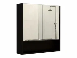 Best TuHome Botiquin Jaspe en Melamina, con espejos , 62.48 cm X 59.94 cm X 13.97 cm , Negro