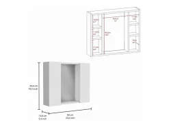 Hot Botiquín Artemisa en Melamina, con 6 estantes interno y dos puertas, con espejo , 49.53 cm X 59.94 cm X 13.71 cm , Mueble De Pared Para Baño