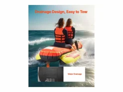 Boyera Remolcada Hinchable SucceBuy, Tubo de Deporte Náutico Hinchable para 1 a 3 Pasajeros, Capacidad de 231 kg Rojo