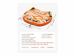 Boyera Remolcada Hinchable SucceBuy, Tubo de Deporte Náutico Hinchable para 1 a 2 Pasajeros, para Navegación Recreativa