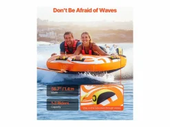 Boyera Remolcada Hinchable SucceBuy, Tubo de Deporte Náutico Hinchable para 1 a 2 Pasajeros, para Navegación Recreativa