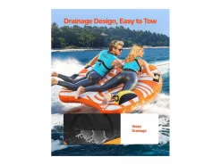Boyera Remolcada Hinchable SucceBuy, Tubo de Deporte Náutico Hinchable para 1 a 2 Pasajeros, para Navegación Recreativa