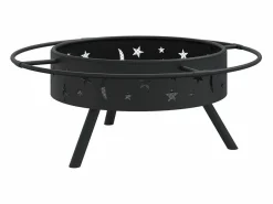 vidaxl Brasero con atizador acero XXL 70 cm Negro