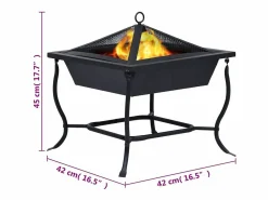 vidaxl Brasero de acero 42x42x45 cm