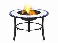 Hot vidaxl Brasero de mosaico cerámica y blanco 68 cm Azul