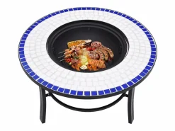Hot vidaxl Brasero de mosaico cerámica y blanco 68 cm Azul