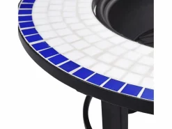 Hot vidaxl Brasero de mosaico cerámica y blanco 68 cm Azul