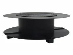 Vente-unique Brasero plancha grill con estante de leña, Ancho 120 x Prof. 120 x Alt. 40 cm, BARCENA