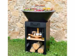Discount Braséro con parrilla de cocción y almacenamiento de leña, 81.5cm Brasero